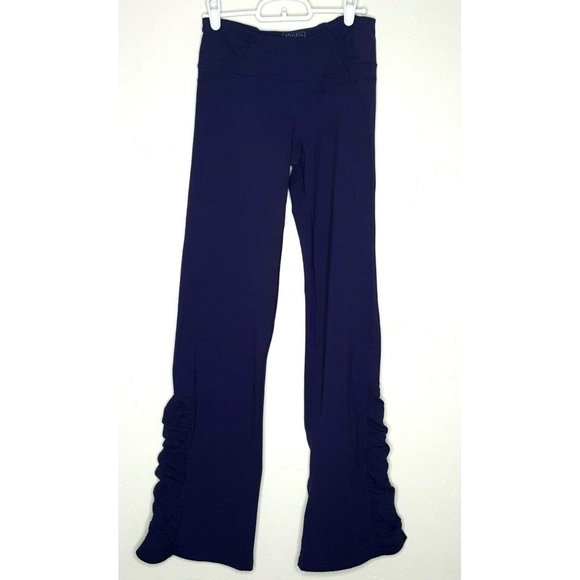 Athleta Long Ruched Flared Yoga Pants Leggings Purple Size XS Appx 26" Waist - Picture 1 of 4